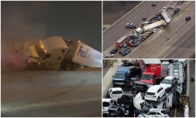 Peste 100 de maşini făcute praf, 6 morţi şi 65 de răniţi, după un carambol de proporții pe o autostradă